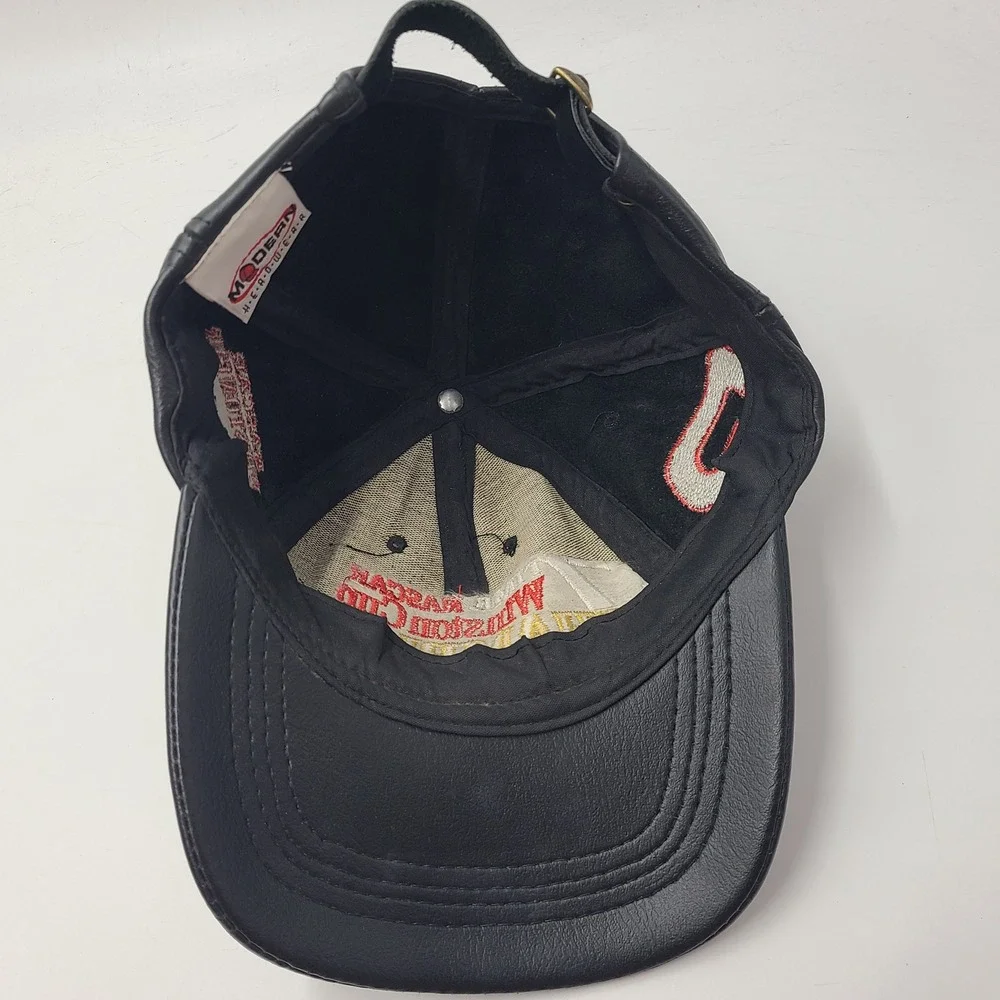 Vtg‎ Dale Earnhardt Hat Strapback (Fits Small) Leather Black NASCAR #3 Champion